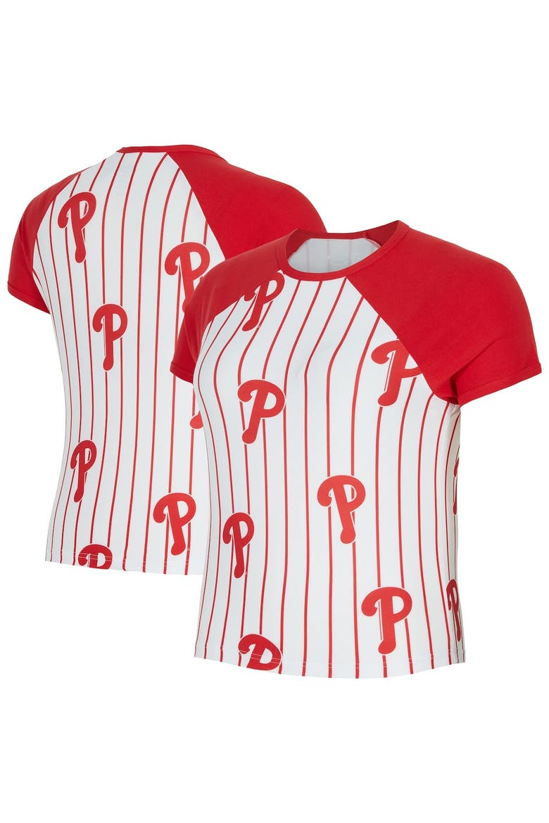 Women's Concepts Sport  White Philadelphia Phillies Outbound Pinstripe Raglan T-Shirt, Alternate, color, White