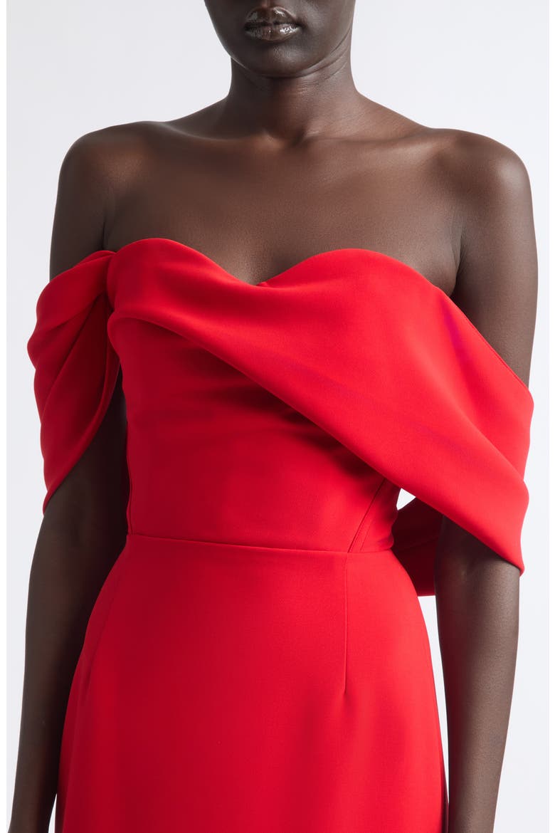 Sofia Off the Shoulder Column Gown, Alternate, color, CHILI RED