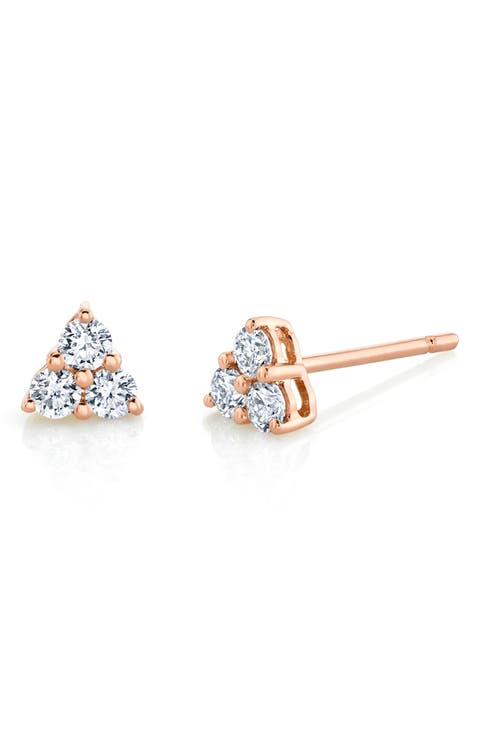 18k Gold Diamond Trillion Stud Earrings
