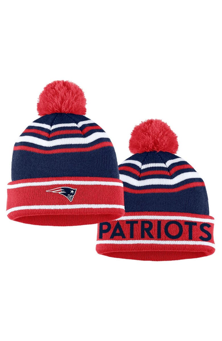 WEAR by Erin Andrews Women's WEAR by Erin Andrews Red New England Patriots Colorblock Cuffed Knit Hat with Pom and Scarf Set, Alternate, color, Red