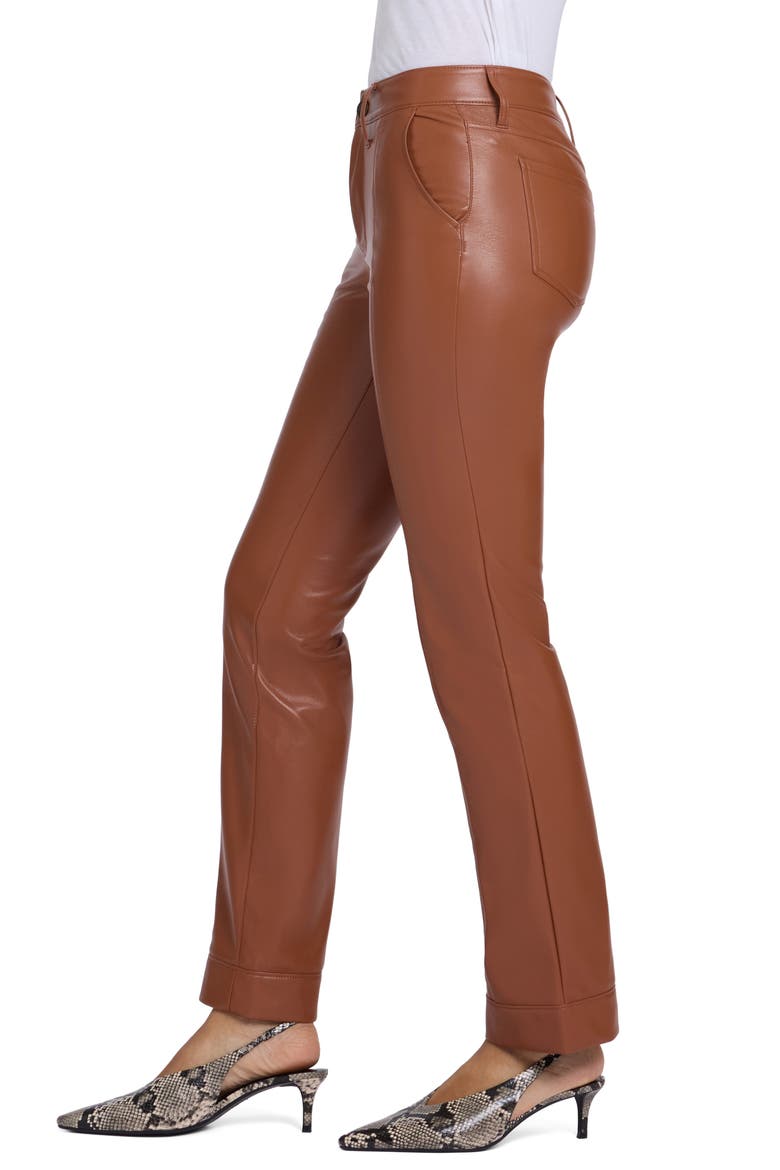 Marilyn Faux Leather Straight Leg Pants, Alternate, color, MOCHA BISQUE