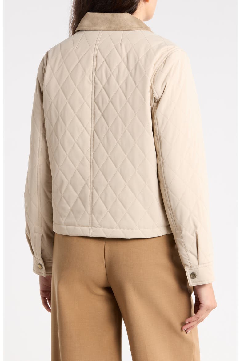 Quilted Snap Front Jacket with Faux Suede Collar, Alternate, color, DUNE