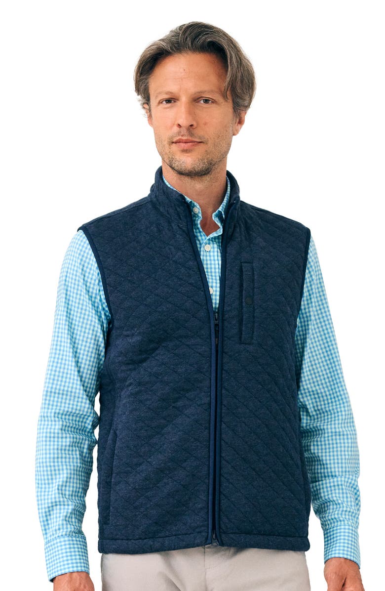 Faherty Epic Quilted Fleece Vest, Alternate, color, Navy Melange