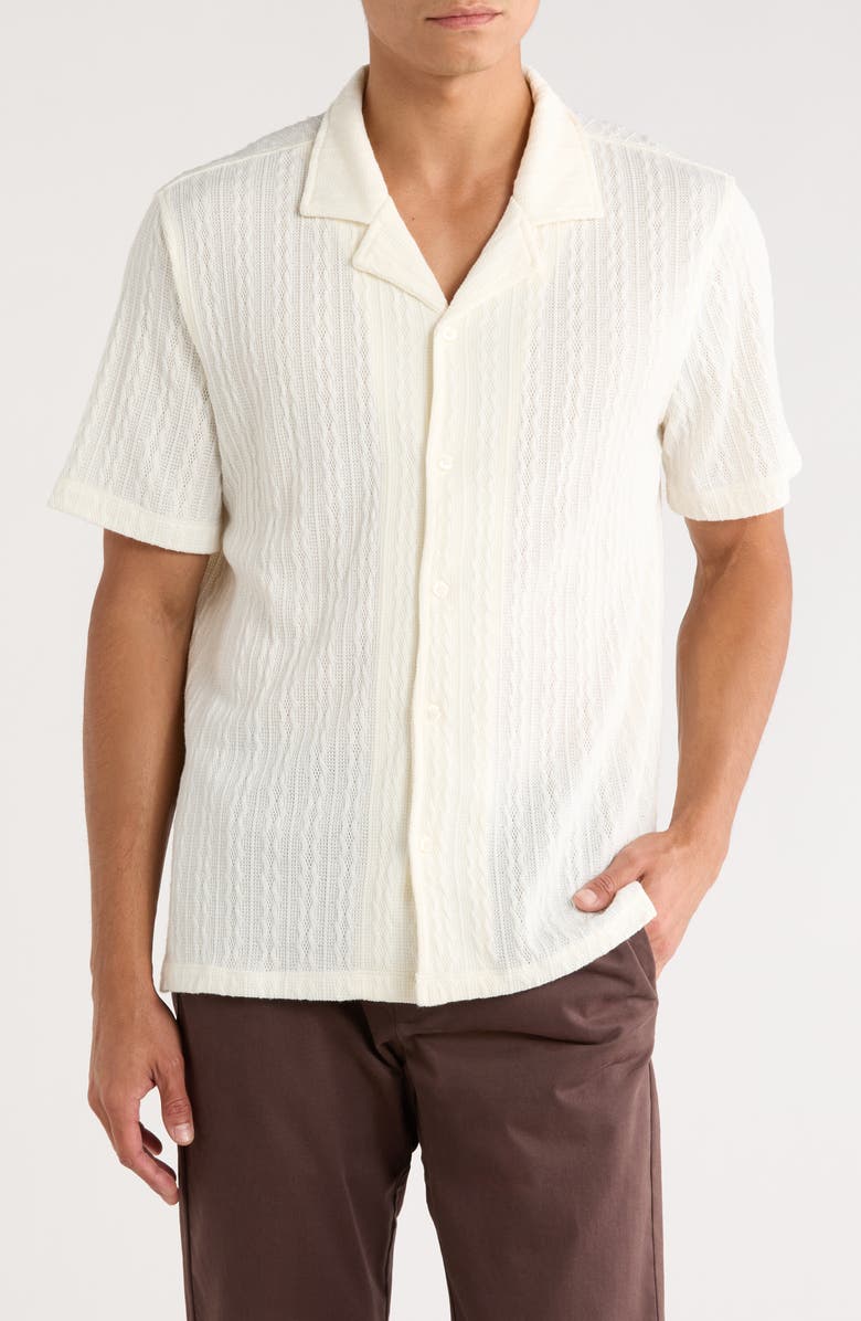 INDUSTRY REPUBLIC CLOTHING Textured Camp Shirt, Main, color, White