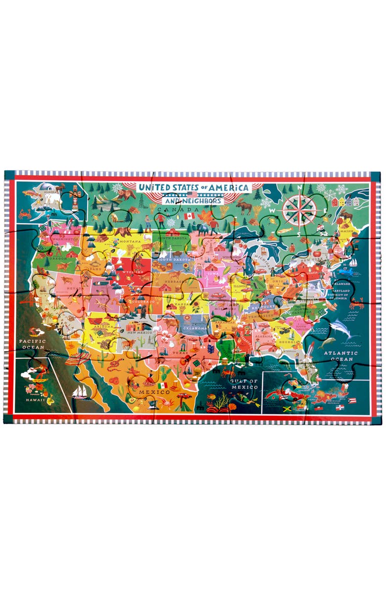 eeBoo USA Map, 20 Piece Puzzle, 11x15 Inch Geography & Cultural Awareness Jigsaw, Alternate, color, Multicolored