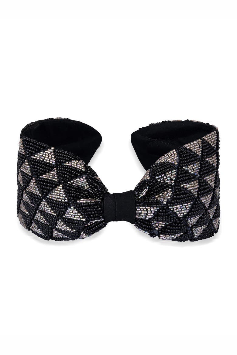 Selene Knotted Hair Band - Black & Silver, Alternate, color, Black