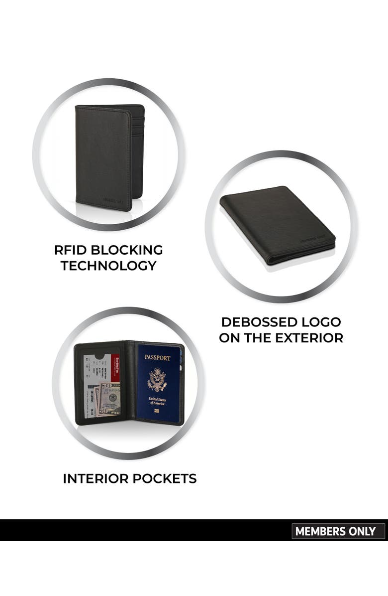 Members Only Passport Holder, Bifold Wallet with Secure Card Slots, Alternate, color, Black