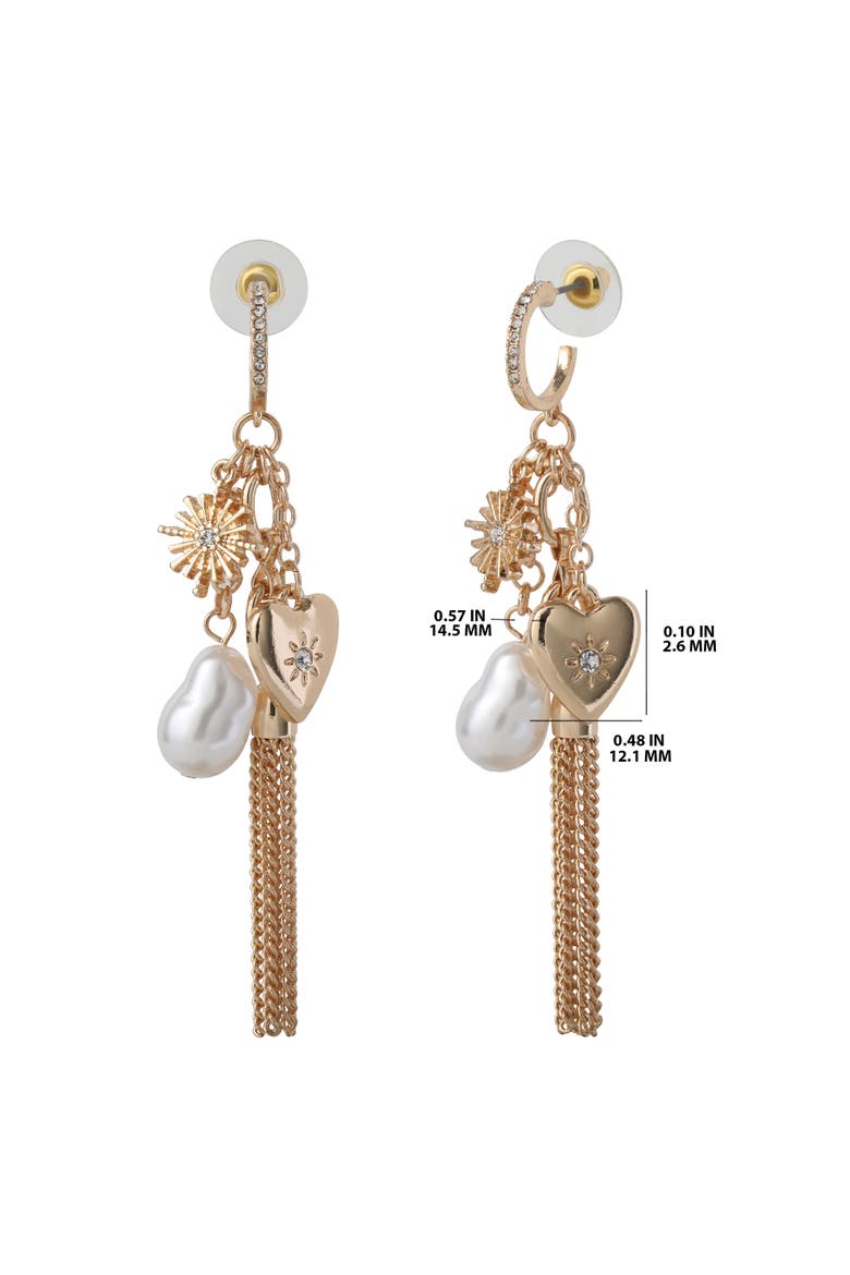 Multi-Charm Tassel Hoop Earrings, Alternate, color, Gold