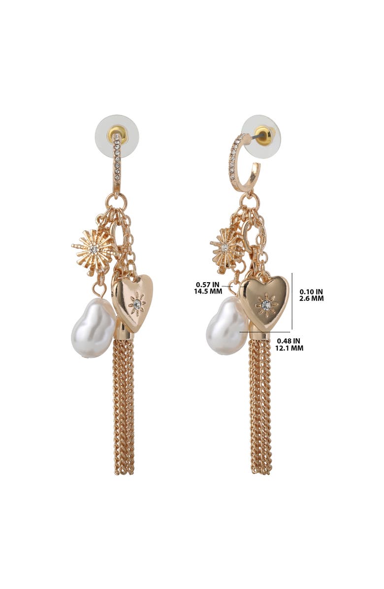 BCBG Generation Multi-Charm Tassel Hoop Earrings, Alternate, color, Gold