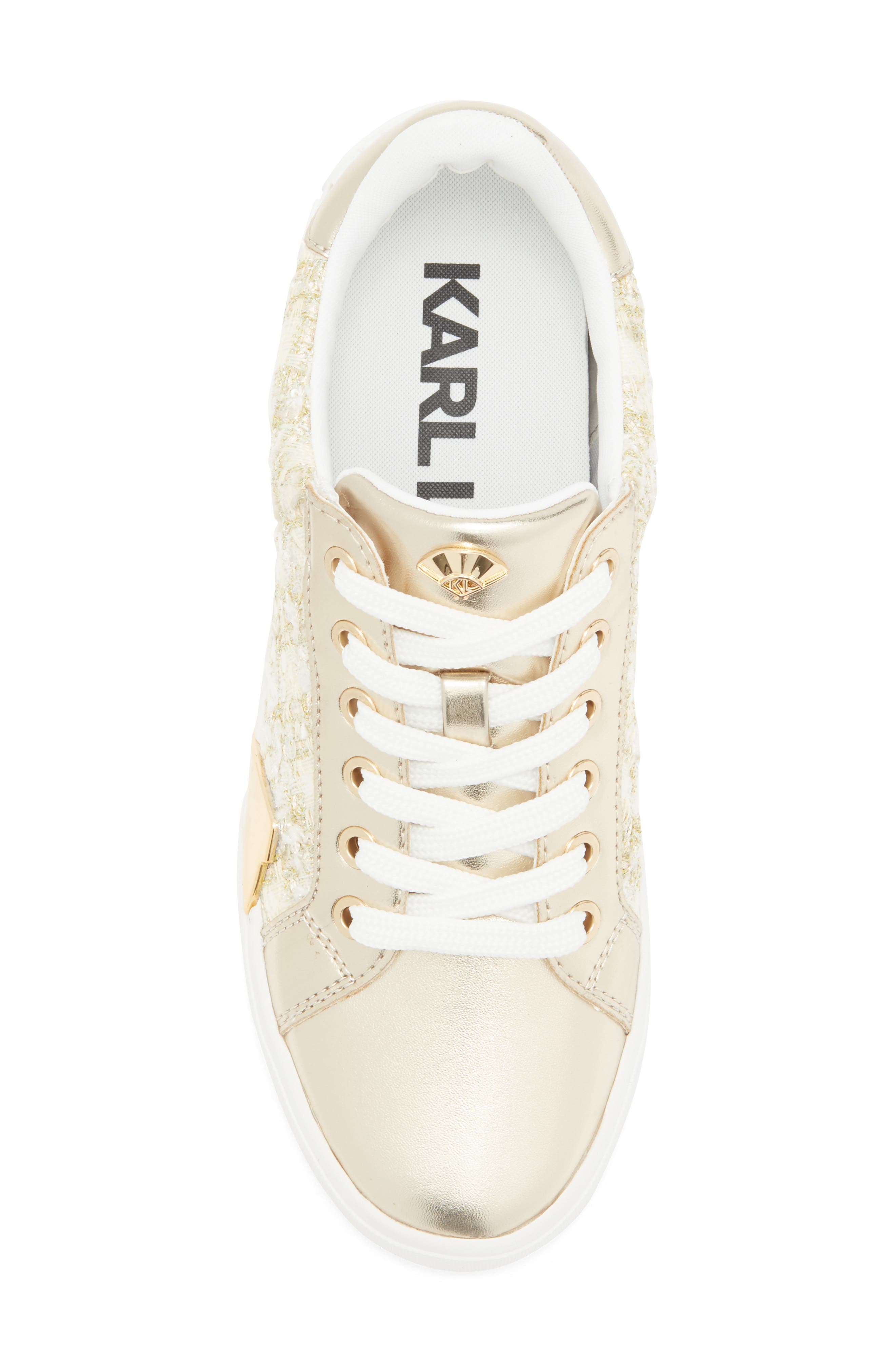 KARL LAGERFELD PARIS Marquise Lace-Up Sneaker, Alternate, color, Cream/ Gold