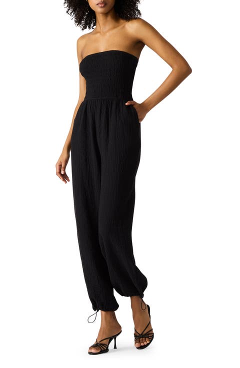 Echo Strapless Toggle Hem Cotton Blend Jumpsuit