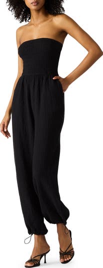 Echo Strapless Toggle Hem Cotton Blend Jumpsuit