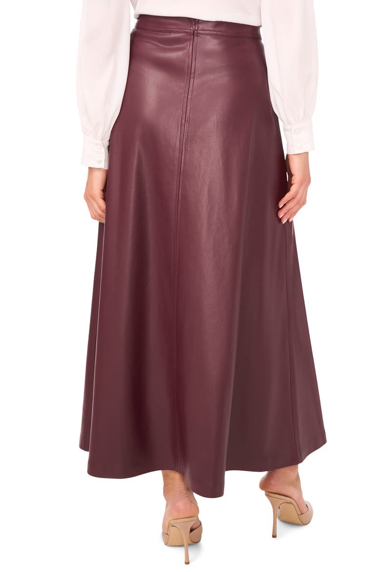 Faux Leather A-Line Skirt, Alternate, color, GRAPE WINE