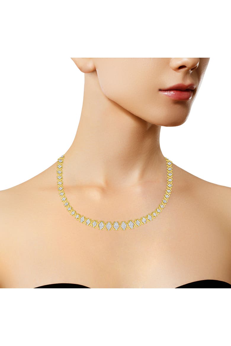 10K Yellow Gold 4 cttw Brilliant Diamond Graduating Riviera Statement Necklace, Alternate, color, Yellow