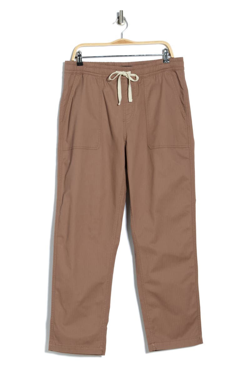 Organic Cotton Dobby Drawstring Waist Pants, Alternate, color, DEEP TAUPE