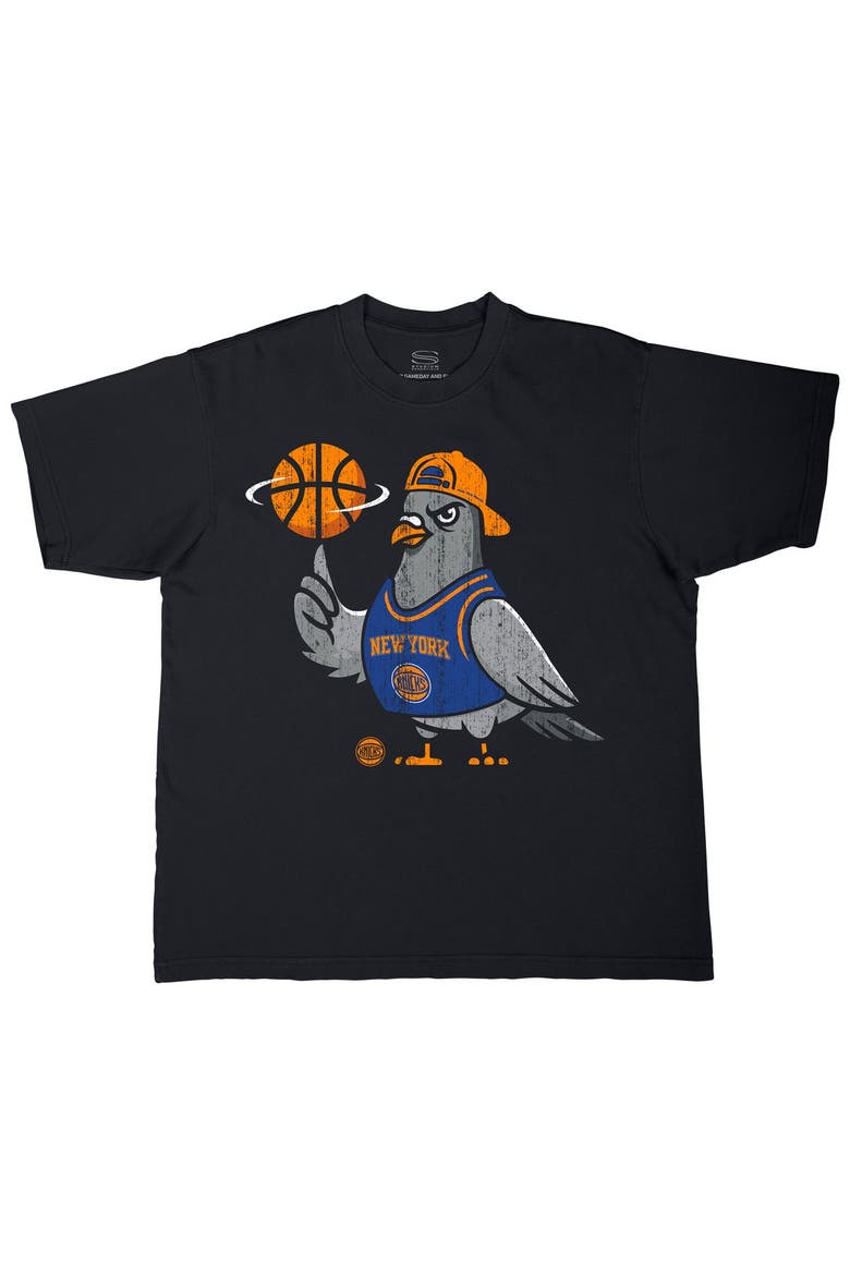 Unisex Stadium Essentials  Black New York Knicks Pigeon T-Shirt, Main, color, Black
