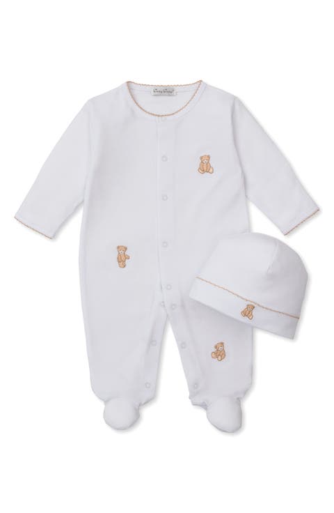 Bear Embroidered Footie & Hat Set (Baby)