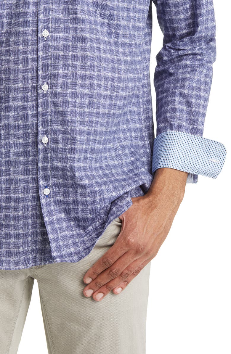Brax Harold Check Hi Flex Stretch Cotton Button-Up Shirt, Alternate, color, Blue