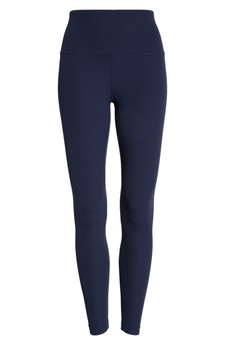 MPG Ribbed Leggings, Alternate, color, Navy Blazer