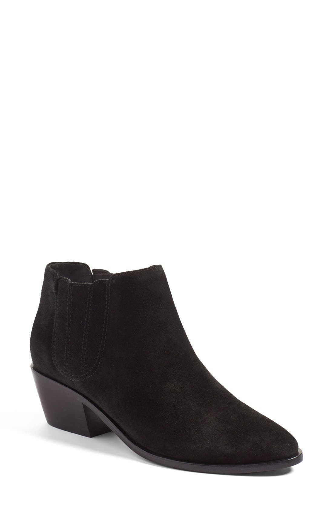 'Barlow' Suede Bootie, Main, color, BLACK