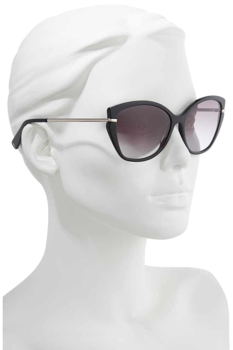 Heritage 57mm Butterfly Sunglasses, Alternate, color, BLACK