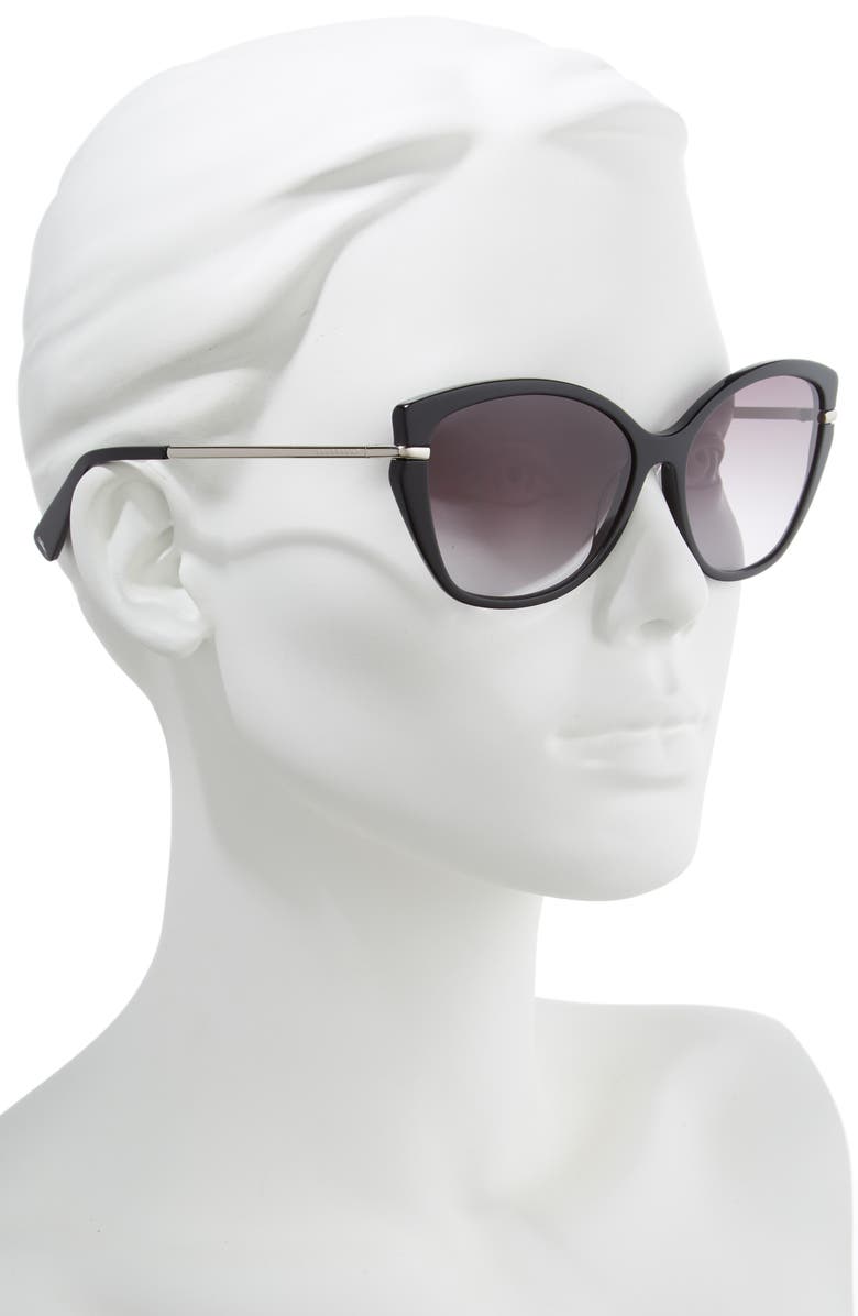 Longchamp Heritage 57mm Butterfly Sunglasses, Alternate, color, Black