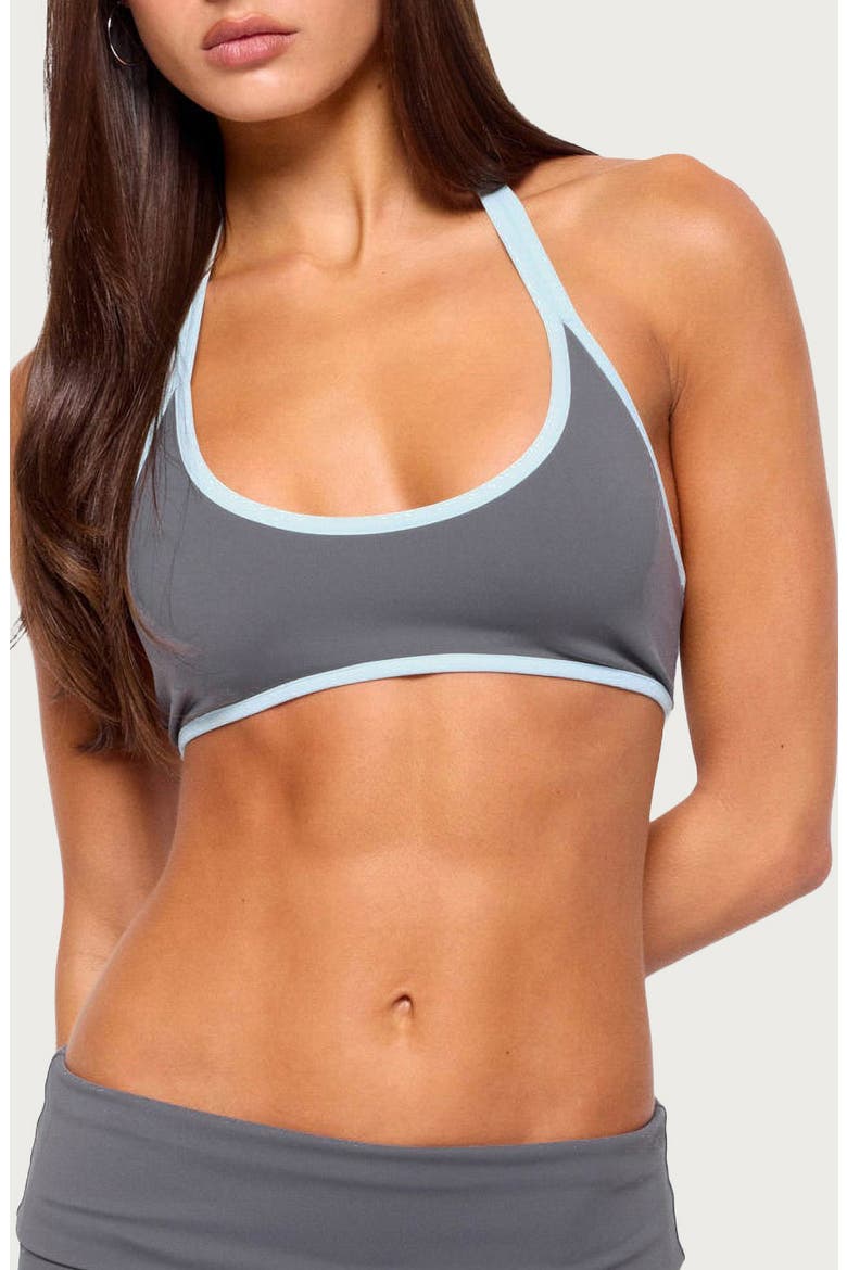 Anica Contrast Trim Halter Bralette, Main, color, CHARCOAL