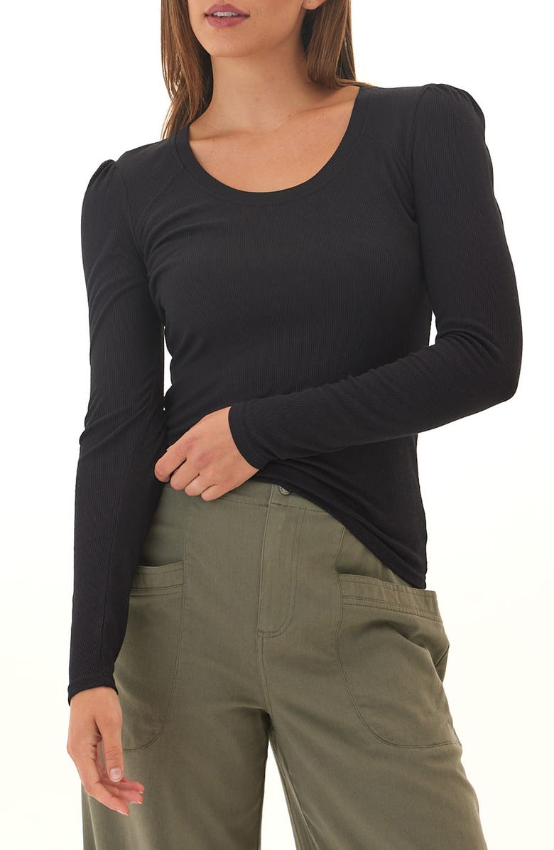 Threads 4 Thought Nimia Feather Rib Top, Main, color, Black