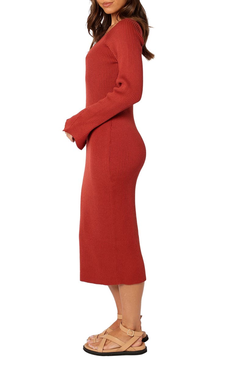 Petal & Pup Skylee Long Sleeve Rib Maxi Dress, Alternate, color, Rust