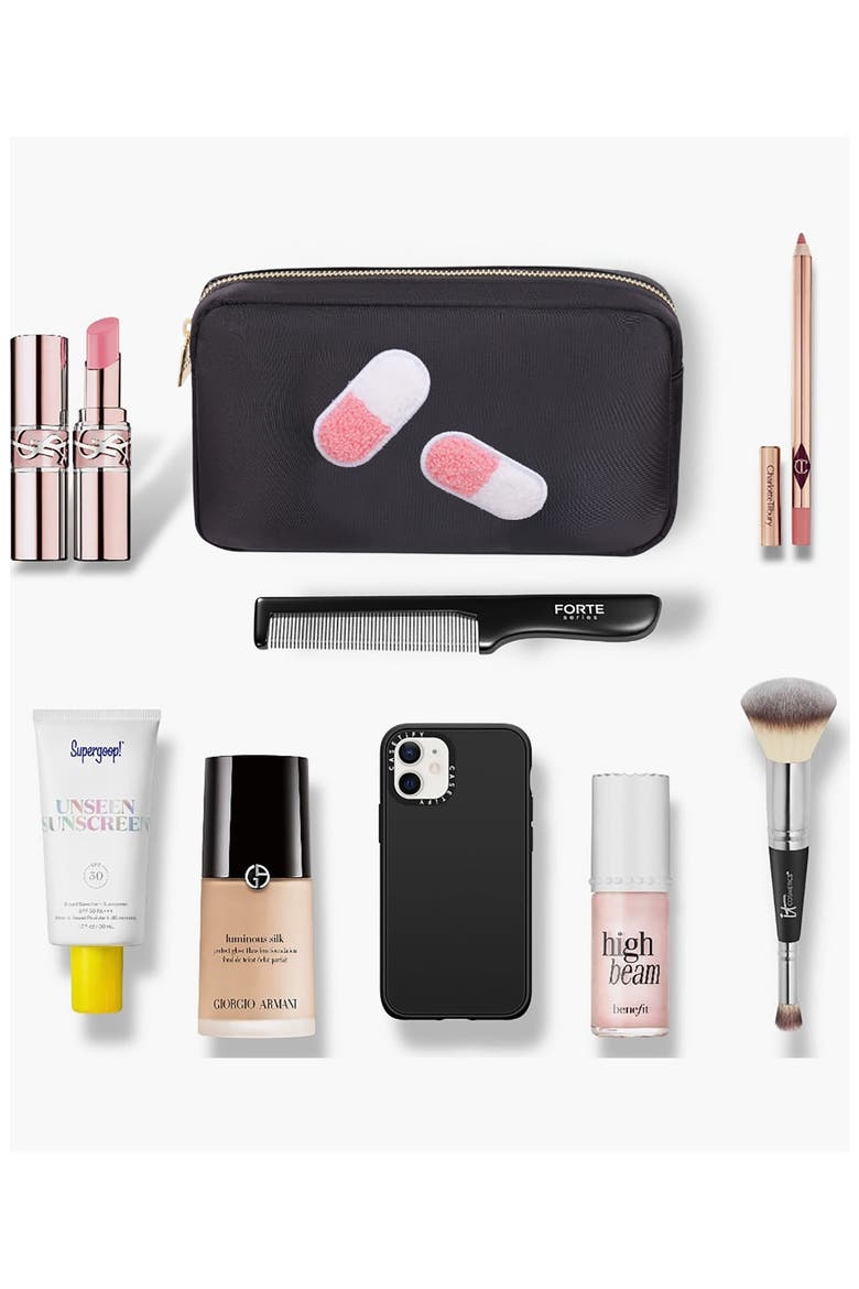 Medium Pill Cosmetics Bag, Alternate, color, BLACK