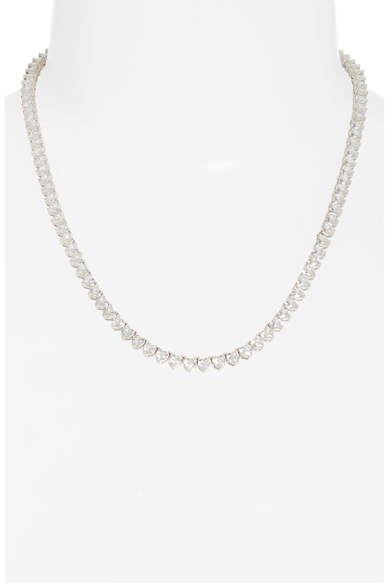 Heart Tennis Necklace, Alternate, color, SILVER