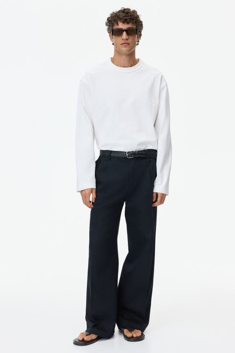 Loose-Fit Wide-Leg Linen-Blend Pants