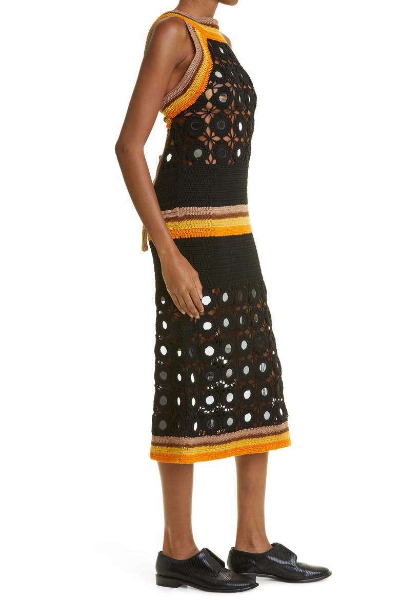 Marimba Embellished Crochet Dress, Alternate, color, BLACK