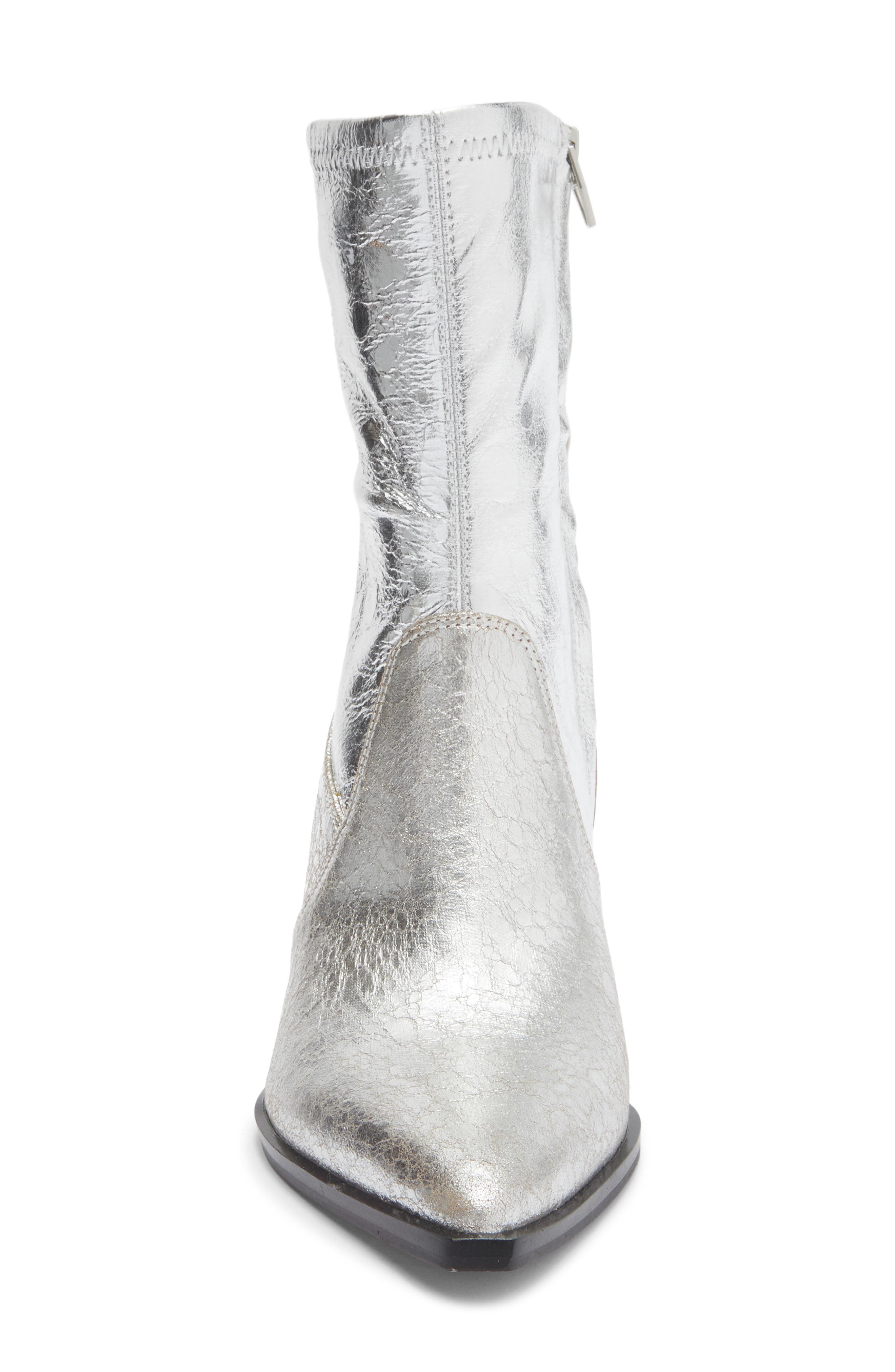 Dolce Vita Arya Pointed Toe Bootie, Alternate, color, Silver