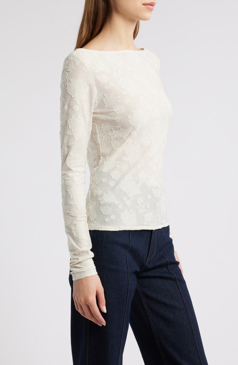 rag & bone Angel Floral Jacquard Boat Neck Top, Alternate, color, Ivory