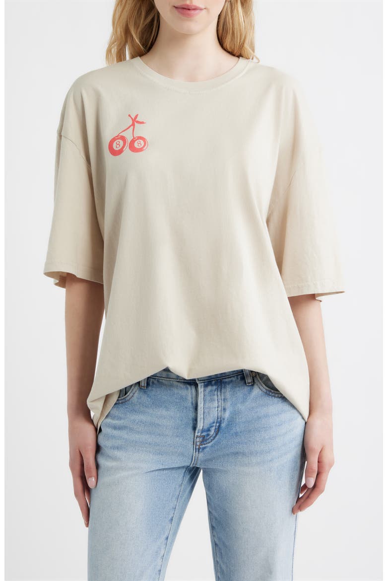 8 Ball Cherries Oversize Cotton Graphic T-Shirt, Main, color, BIRCH