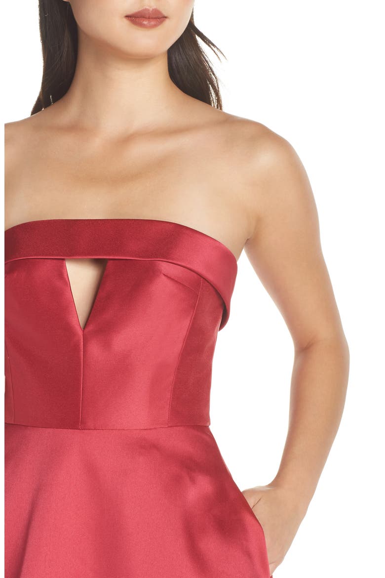 Strapless Satin Ballgown, Alternate, color, DEEP PINK