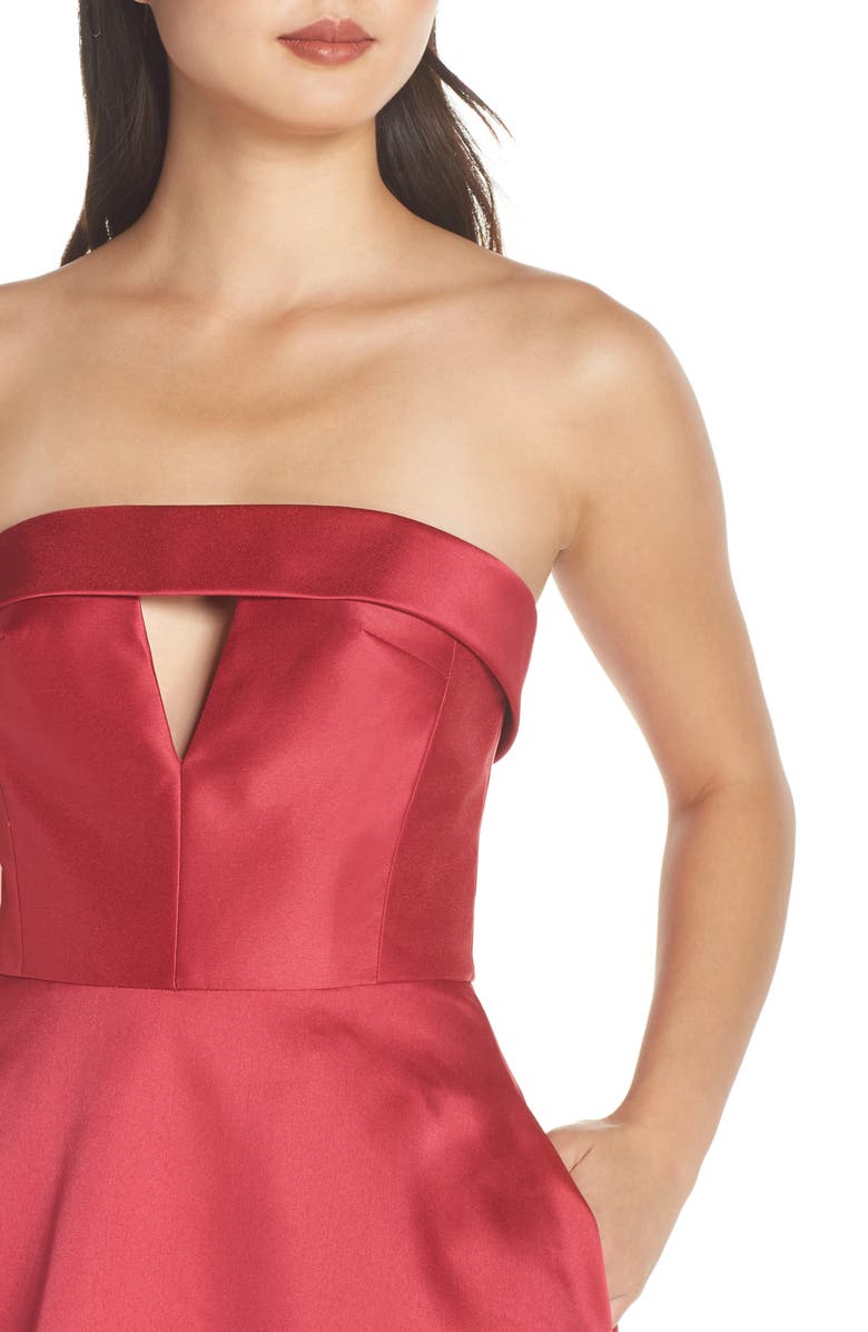 ML Monique Lhuillier Strapless Satin Ballgown, Alternate, color, 