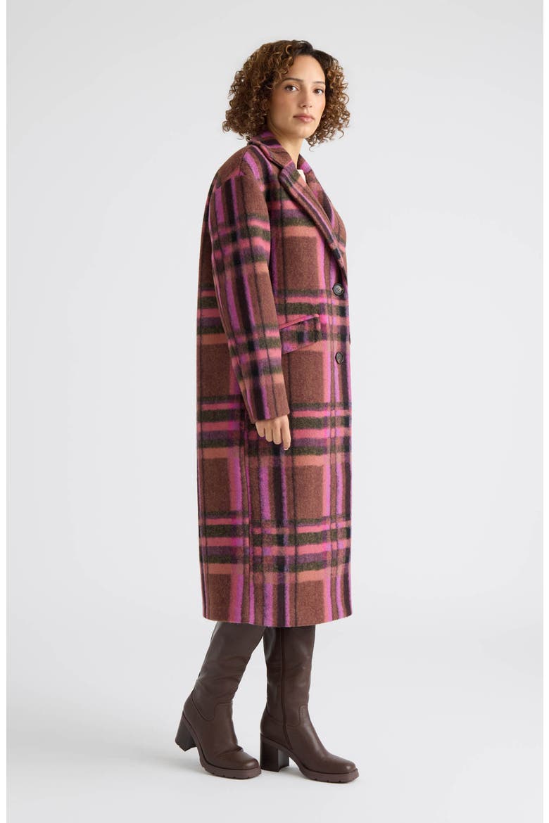 Linde Longline Plaid Coat, Alternate, color, RUST PLAID