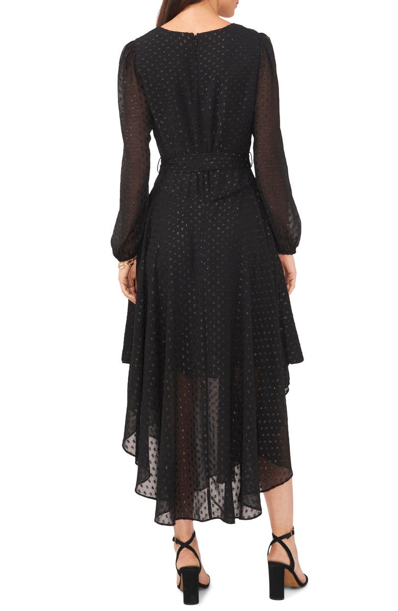 Chaus V-Neck Long Sleeve Button-Front Tie Waist Maxi Dress, Alternate, color, Black/ Black