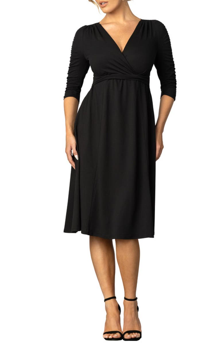 Kiyonna Gabriella A-Line Midi Dress, Alternate, color, Black Noir