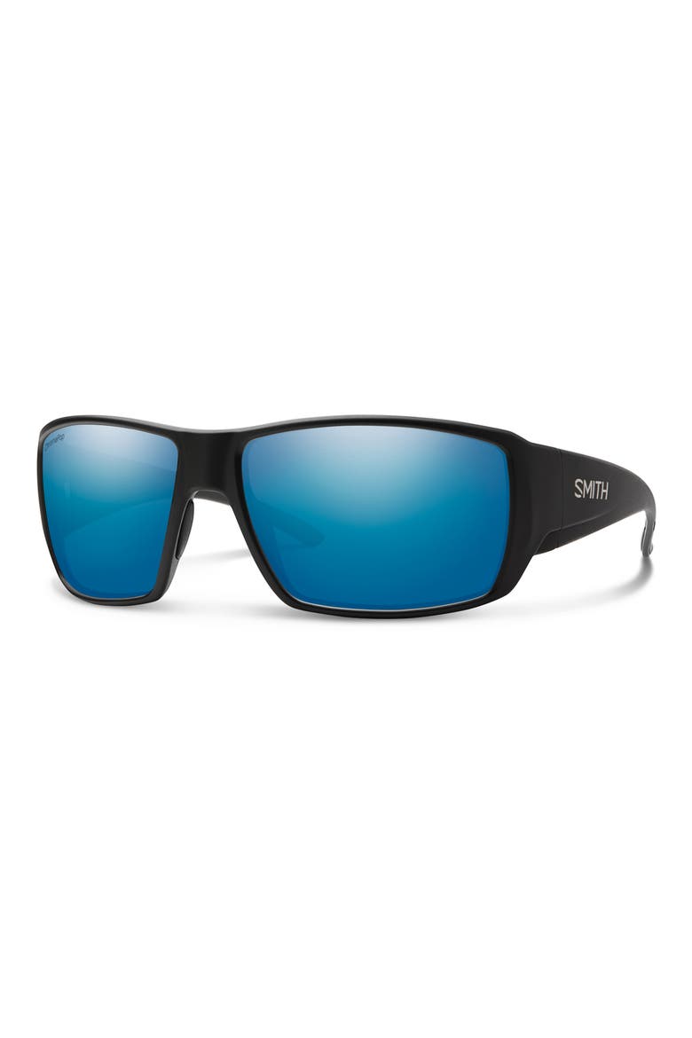 Guides 62mm ChromaPop™ Polarized Oversize Wraparound Sunglasses, Alternate, color, MATTE BLACK / CHROMAPOP POLARIZED BLUE MIRROR