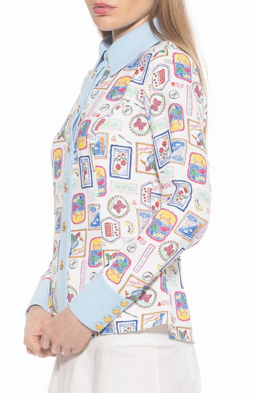 Alexia Admor Leland Button-up Shirt In Ivory Postcard
