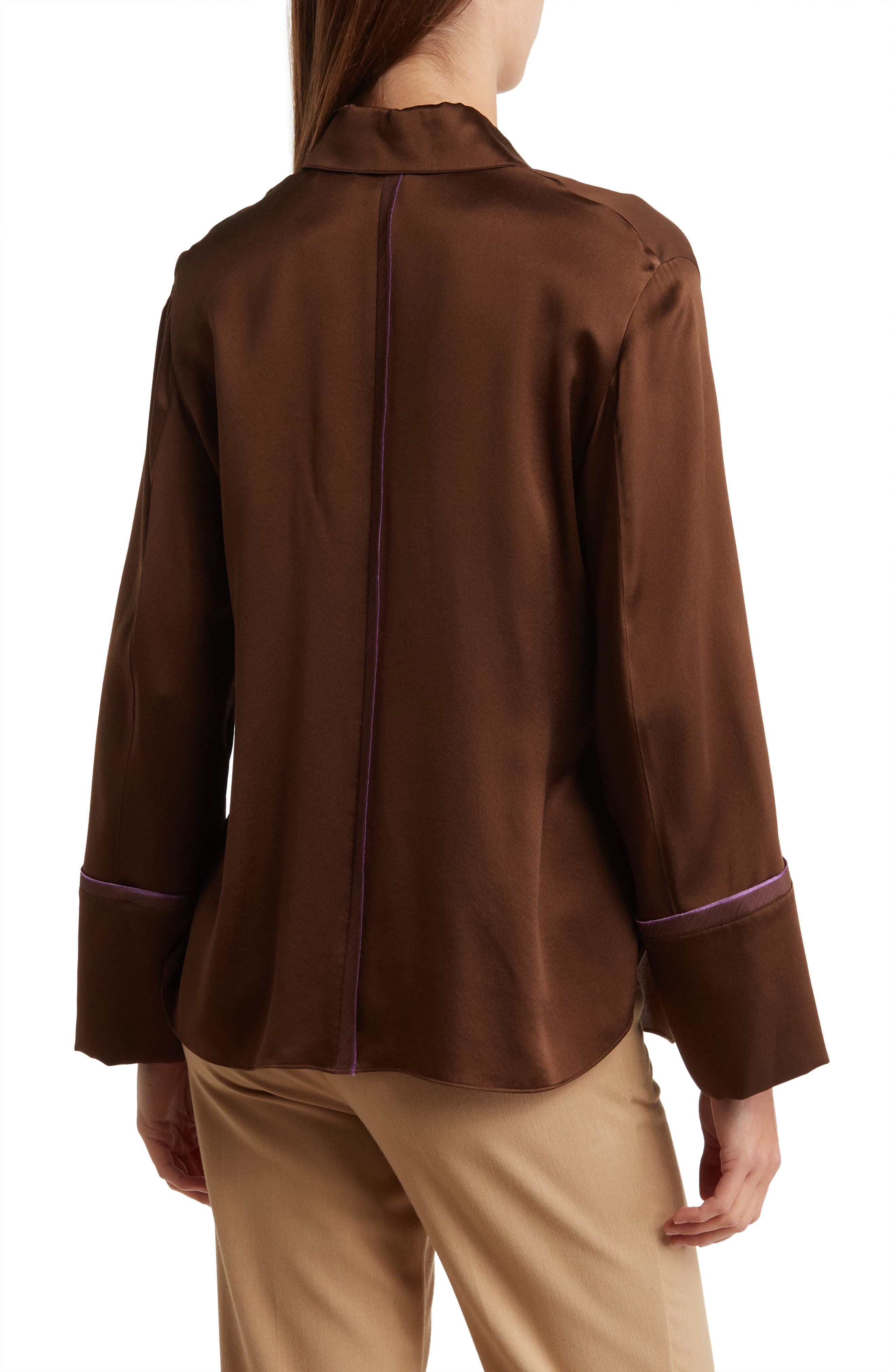 Tipped Silk Button-Up Shirt - image 2