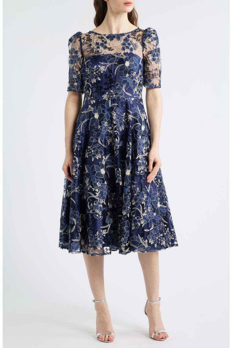 fit and flare tea length cocktail dress Milla Women's Tea-length Floral Dress