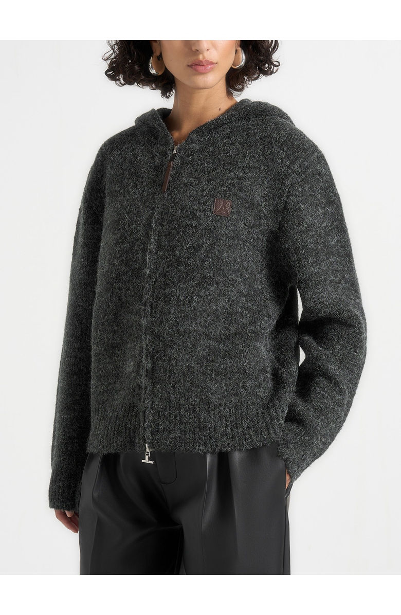 Manière De Voir Billie Unisex Brushed Wool Zip Hoodie, Alternate, color, Grey