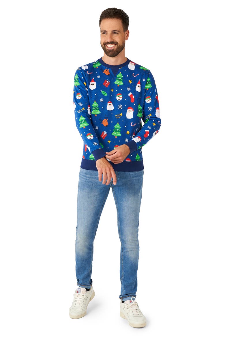 X-Mas Festivity Long Sleeve Sweater, Alternate, color, BLUE