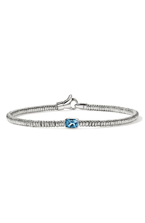 Heishi Sterling Silver Swiss Blue Topaz Bracelet