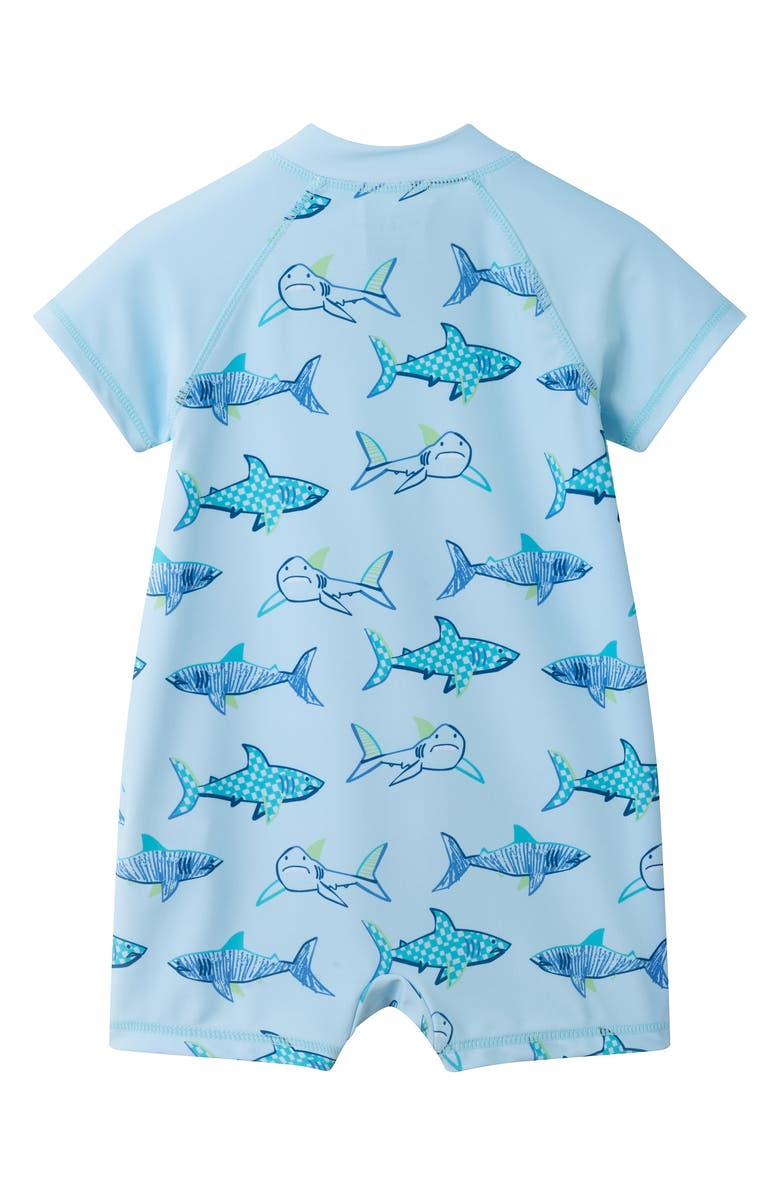 Andy & Evan Long Sleeve One-Piece Swimsuit & Sun Hat, Alternate, color, Aqua Shark