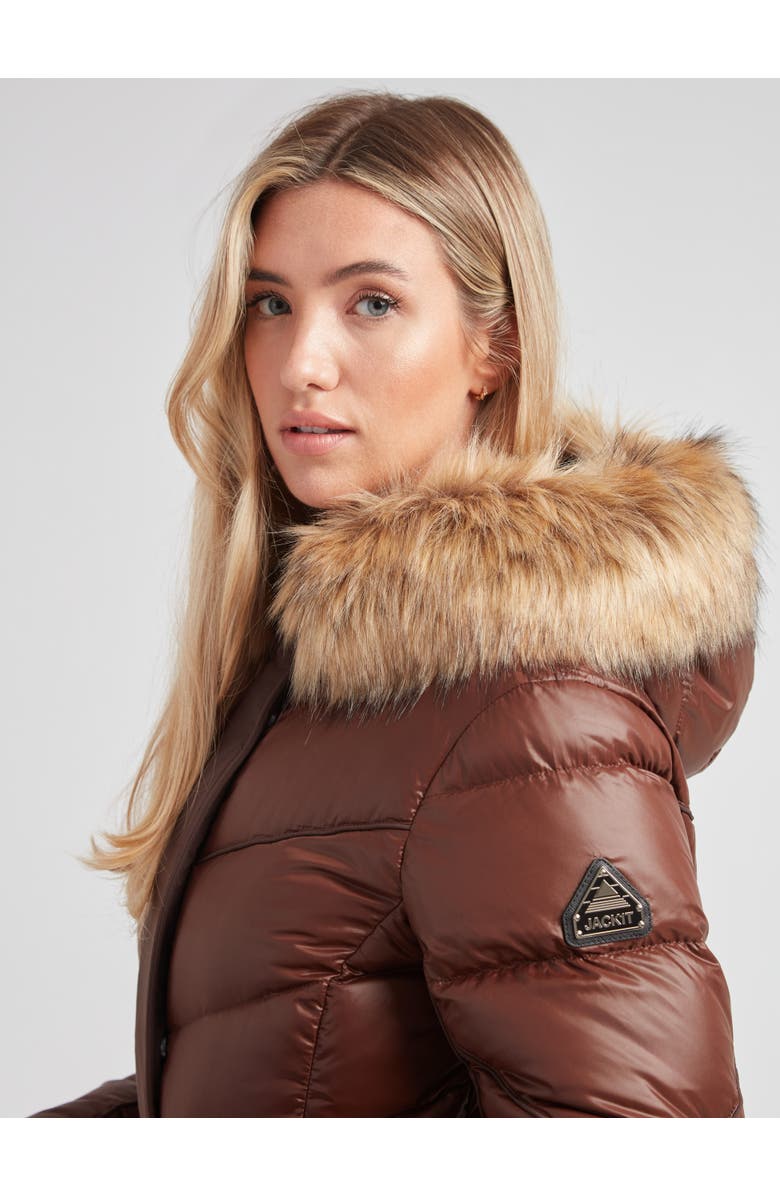 JACK1T Diamond Belted Extra Long Down Coat, Alternate, color, Mid Brown/Natural